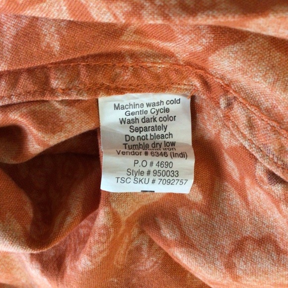 Bit & Bridle Orange Horse Print Button Down Short Sleeve Top - Size Large - Picture 6 of 6